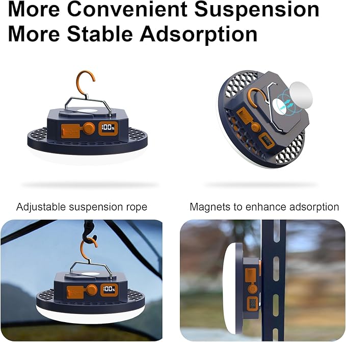 10000mAh 4000LM Flashlight Portable LED Camping Lantern Rechargeable Light 30W with Digital Power