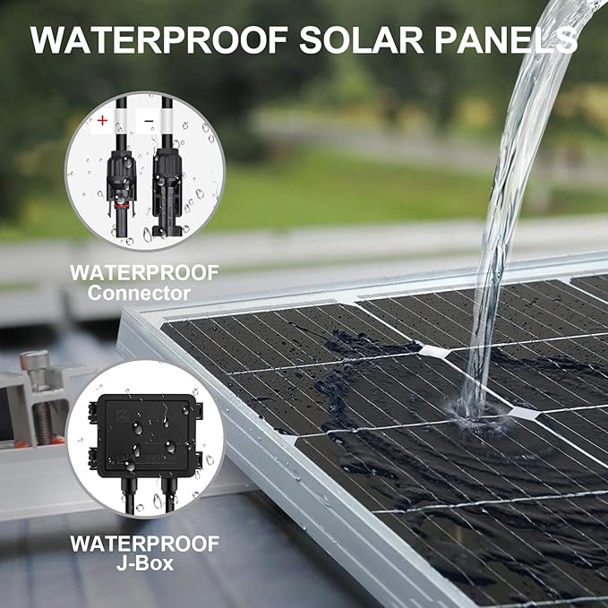 DOKIO 100W 18V Solar Panel 2-Pack for 12V Battery Charging, Monocrystalline 9BB Glass Modules with