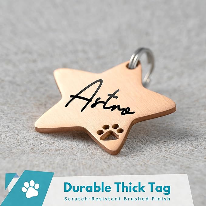 Ultra Joys Dog Tags Personalized for Pets - Hollow Paw Custom Pet ID Tag - Engraved Dog Tag for
