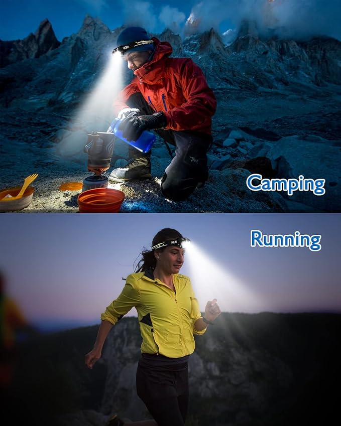 2000LM Ultra Bright 9 LED Headlamp, 2 Pack USB C Rechargeable Headlights, 10 Modes, Motion Sensor