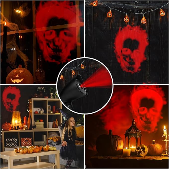 Halloween Projector Lights, Red Skull Projector LED Light, Waterproof Holiday Decoration for Party