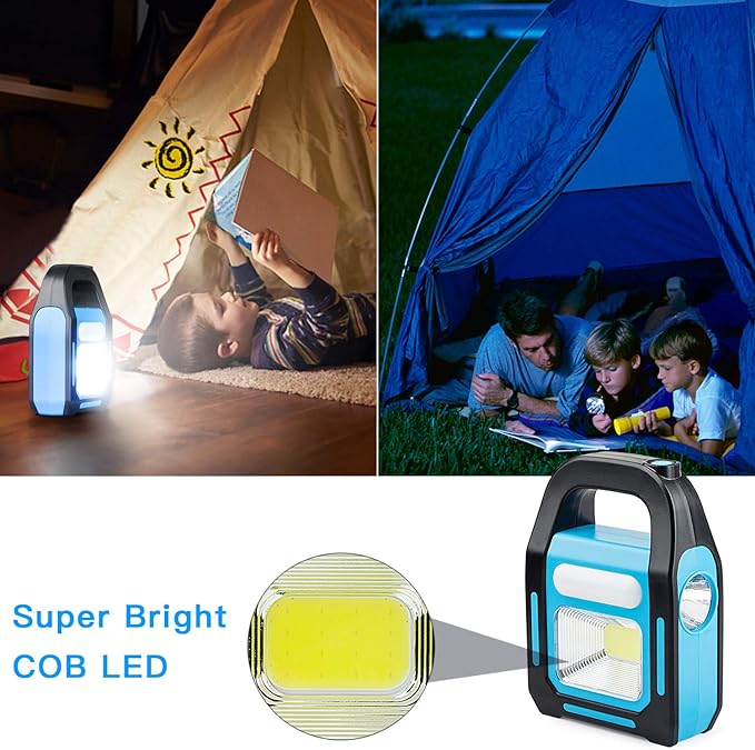 2 Pack Solar Lantern Camping Essentials Accessories Lights, LED Lantern Flashlight for Power