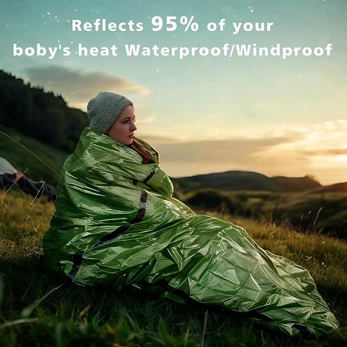 Zmoon Emergency Sleeping Bag Survival Bag, Portable Waterproof Thermal Bivy Sacks,Bivvy
