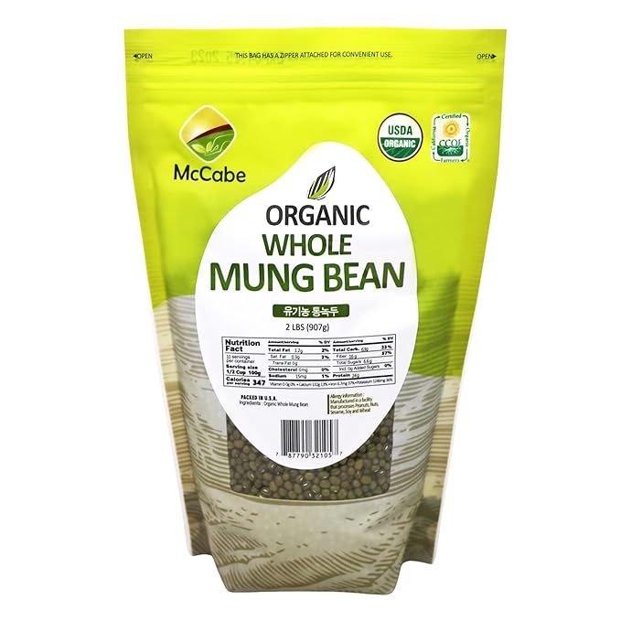 McCabe Organic Whole Mung Bean - Mung Beans Organic | Rich with Fiber & Minerals | USDA and CCOF