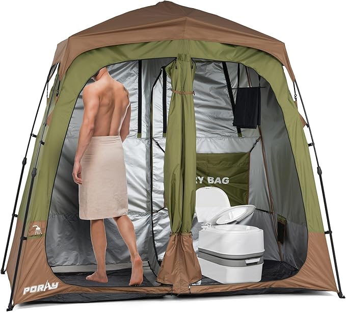 Camping Shower Tent Deluxe Changing Room Easy Set Up Privacy Shelter,Large Toilet Tent with Floor