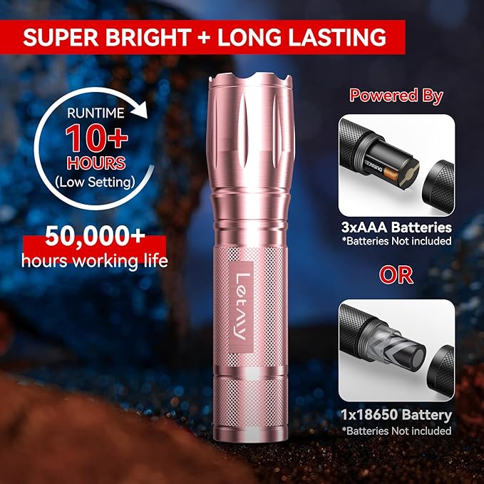 LETMY Tactical Flashlight S2000-2 Pack Bright Military Grade LED Flashlights High Lumens - Portable