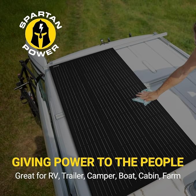 Spartan Power 100 Watt Solar Panel 9 Bus Bar Black Mono with Z Bracket Kit - Great for RV, Trailer