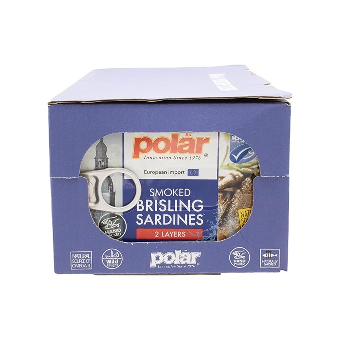 MW Polar Smoked Brisling Sardines in Spring Water, 3.52 oz Can, Wild Caught (Pack of 12)