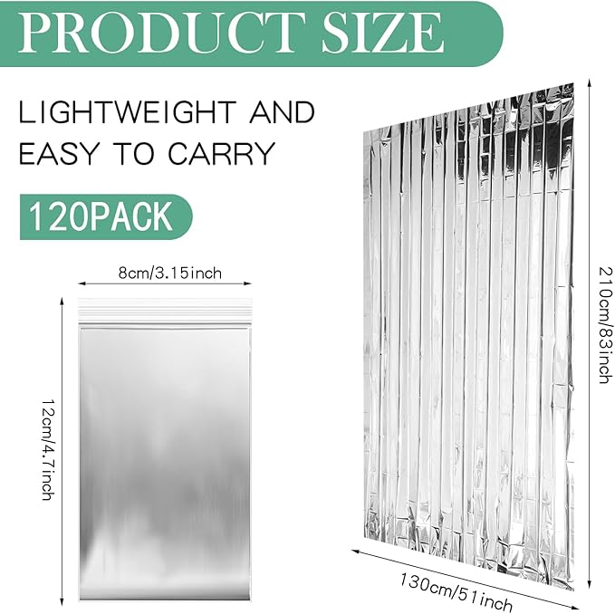 Macarrie 120 Pack Emergency Foil Thermal Blankets Silver Foil Survival Blanket Space Blanket