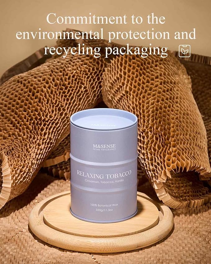 M&SENSE Tobacco Scented Candles Natural Non Toxic, Aromatherapy Candle for Stress Relief Meditation