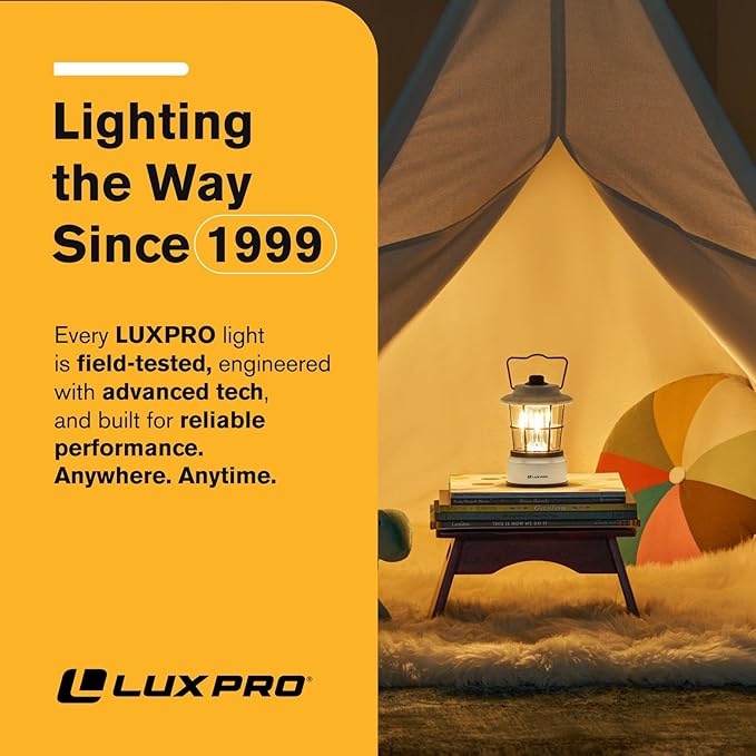 LUXPRO Retro LED Lantern - Battery-Powered Emergency Lantern - Water Resistant - Bright LED Lamp