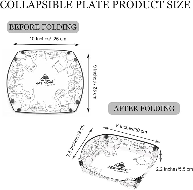 MIUPOO Collapsible Plate Set,Portable Mess Kit,Food Grade Material Free Folding Plate for Lunch