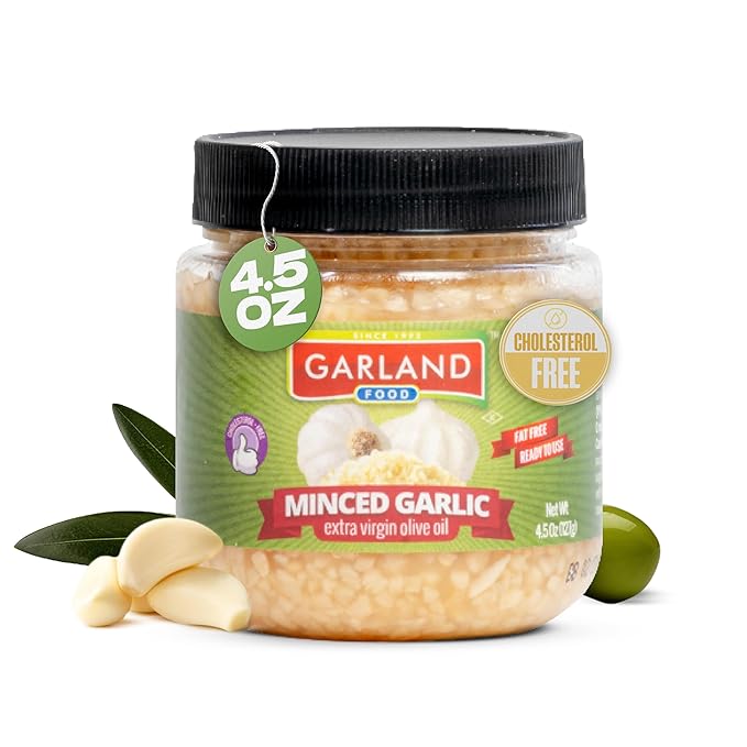 Garland Food Minced Garlic in Jar in Olive Oil 4.5 oz ??Made in the USA ??Minced Garlic in Olive
