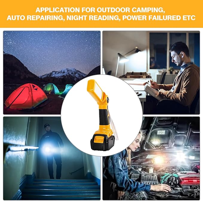 YEX-BUR Led Work Light for Dewalt 20v Battery, 12W 1000LM Cordless Handheld Spotlight with USB Port