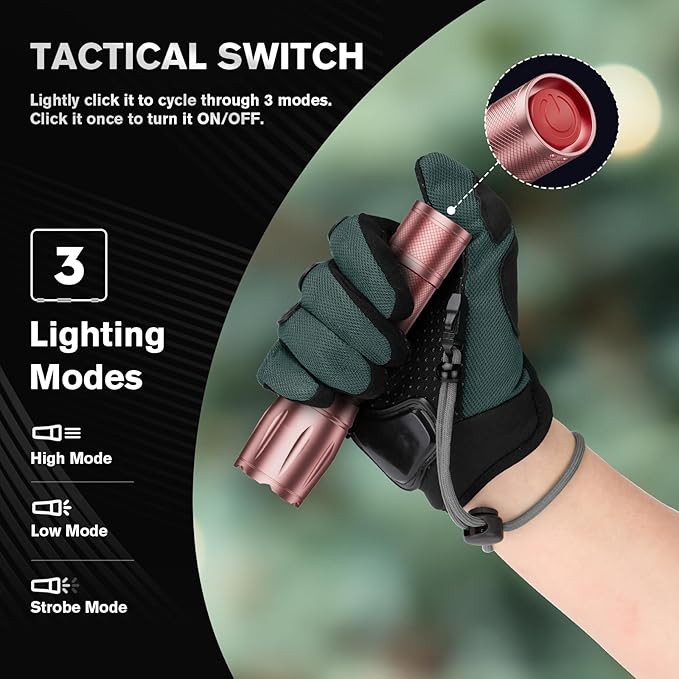 RECHOO LED Flashlight 2 Pack Pink, Tactical Flashlights High Lumens with 3 Modes, Pocket Small