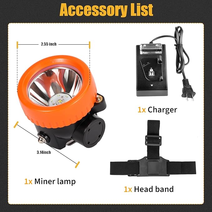 Rechargeable Mining Headlamp with 7 LEDs, Explosion-Proof Cap Light for Coon Hunting, Hard Hat