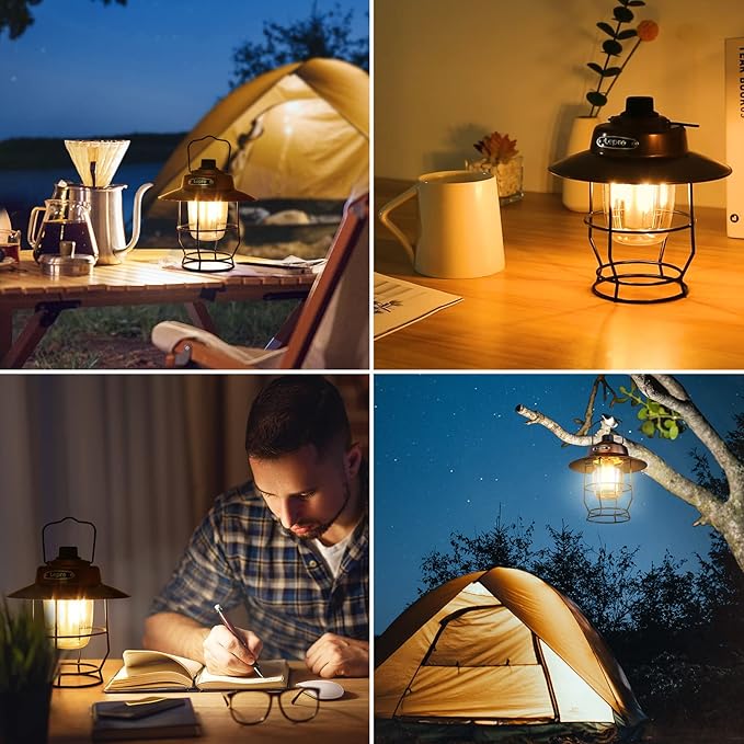 Lepro Vintage LED Camping Lantern Rechargeable, Power Bank, Christmas Decorations, Retro Style