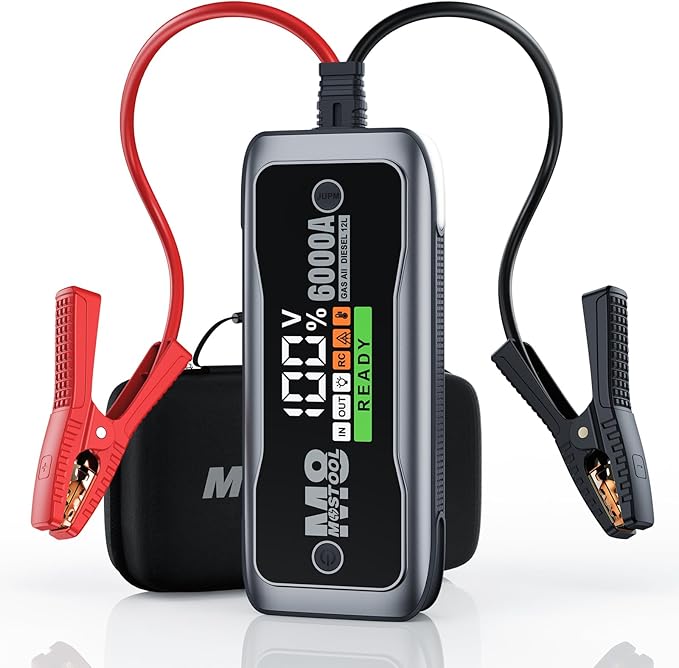 MOSTOOL M8 6000A Car Battery Jump Starter with Smart HD Display PD 60W Fast Charging, 12V Battery