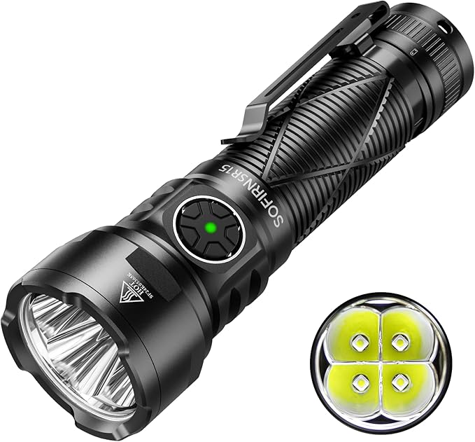 Sofirn SR15 Rechargeable Flashlight High Lumen, 4500 Lumen Super Bright Pocket Flashlight with