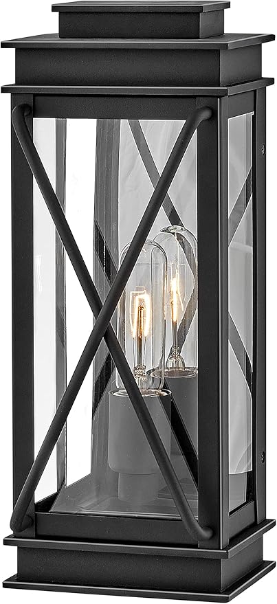Hinkley Montecito Medium Wall Mount Outdoor Lantern - Modern, 1-Light, Aluminum, Clear Glass