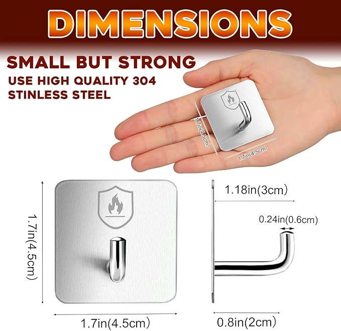 12 Pack Adhesive Wall Hooks for Fire Blankets, Stainless Steel Emergency Fire Blanket Hook
