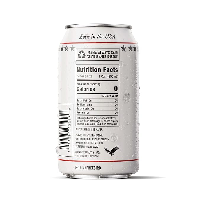 Free Bird Southern Still Spring Water - 12 Pack, 12oz Cans, Zero Calories, Crisp & Clean Pure
