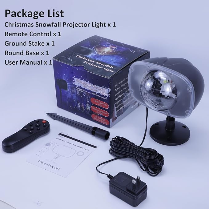 Christmas Snowfall Projector Lights,FLEVO LED Light Projector,Outdoor Holiday Lights with Clear