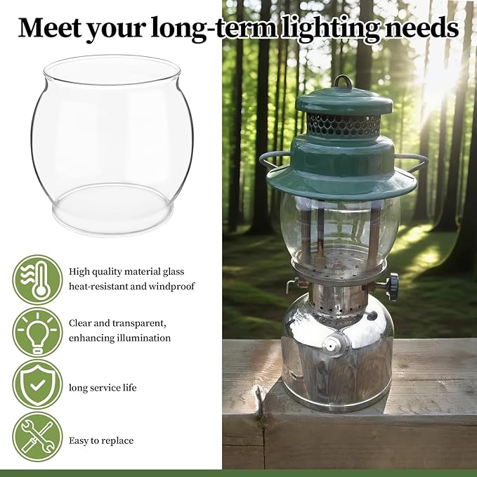 10-Pack Lantern Mantles & Glass Globe Replacement, Compatible with Coleman Lantern Parts & Ozark