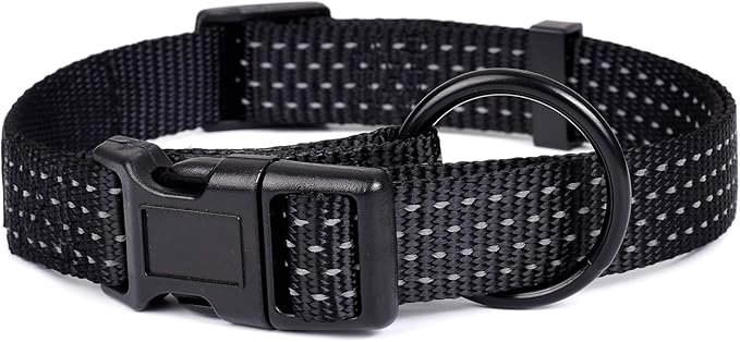Mile High Life Dog Collar, Nylon Reflective Dog Collars w Pull D-Ring, Light Weight Puppy Collars