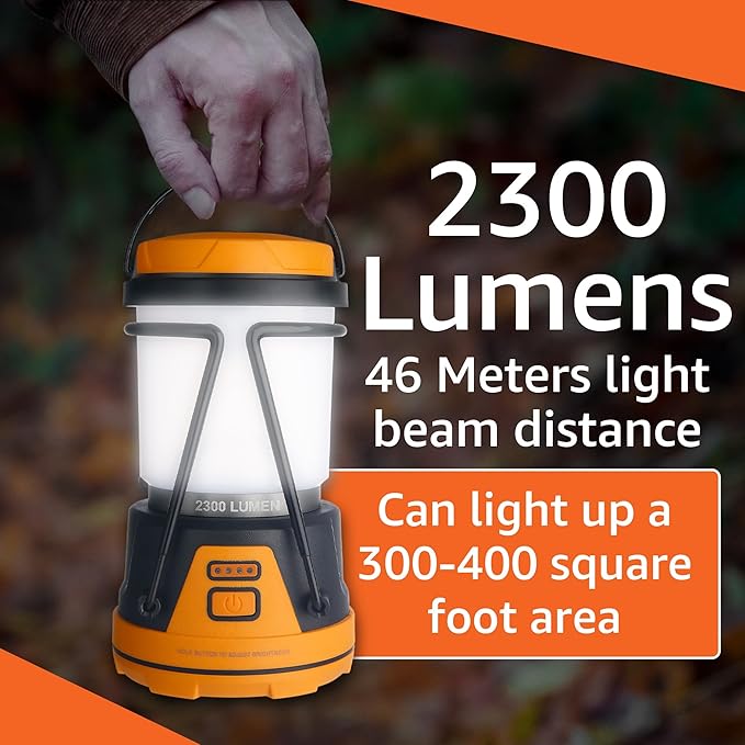 Rechargeable LED Camping Lantern - Power Outages, Hurricanes, Emergency, Hiking, Outdoor - Bright
