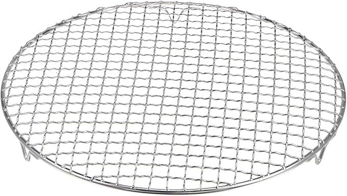 HARFINGTON Round Cooking Rack 12-inch 201 Stainless Steel Cross Wire Barbecue Grill Net with 20mm