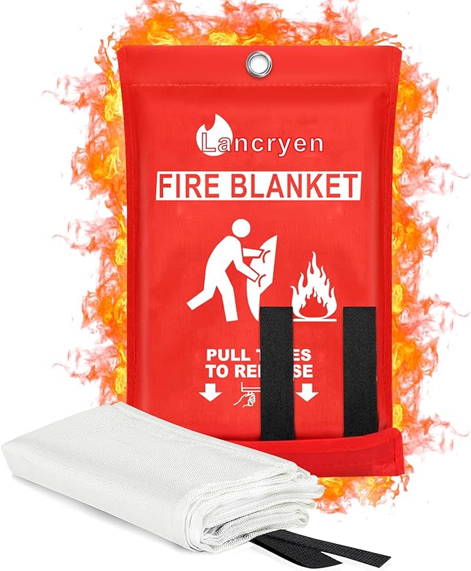Lancryen 2025 Emergency Fire Blanket, Fire Extinguisher Blanket, Fire Suppression Fabric Flame