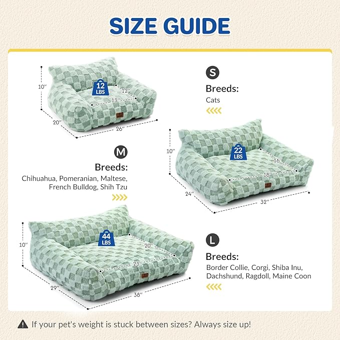 Large Dog Bed Sofa, Fluffy Pet Bed for Medium and Large Dogs, Supportive Dog Couch Sofa for Dogs