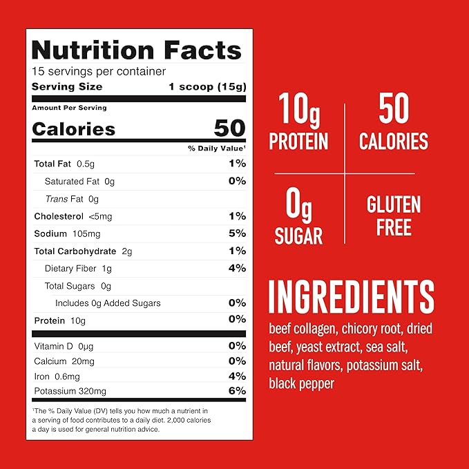 LonoLife Low Sodium Beef Bone Broth Powder Mix | Grass-Fed, 10g Protein | Collagen-Rich, Keto &