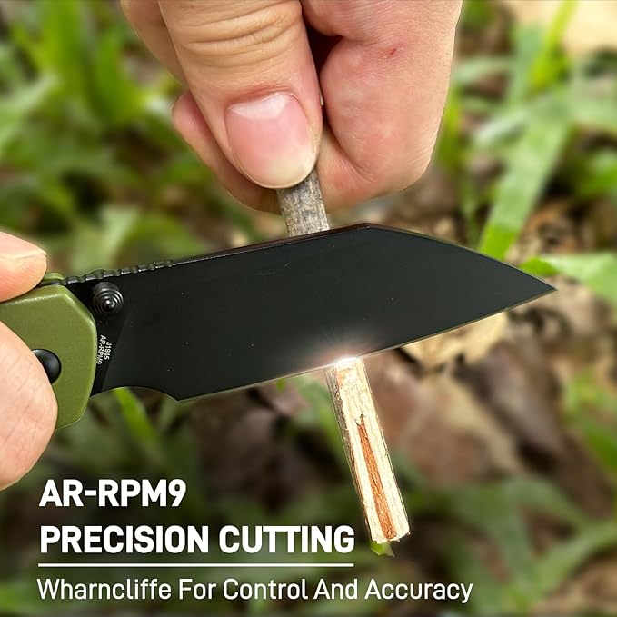 CJRB Pyrite-Light Pocket Knife, Folding Knife with 3.34'' AR-RPM9 Steel Blade EDC Knife Small