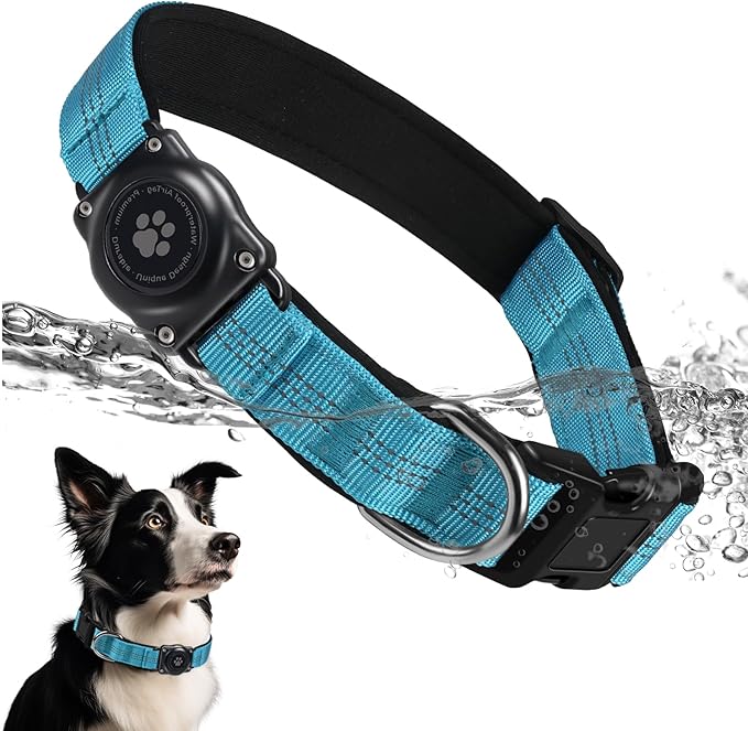 Upgraded AirTag Dog Collar, IP68 Waterproof Air Tag Dog Collar Holder, Reflective, Ultra-Durable