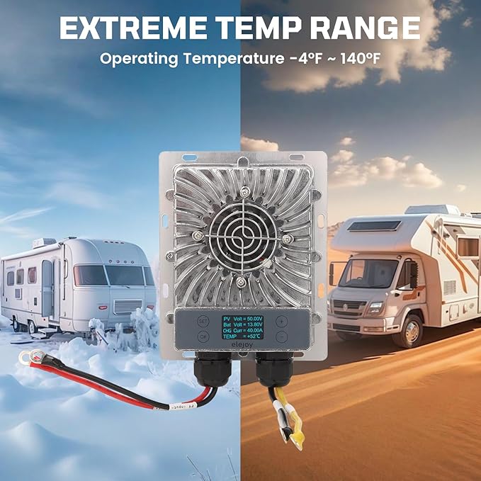 40A MPPT Solar Charge Controller 600W,12V/24V Auto, LCD Display, 99.5% Efficient, IP65 Waterproof