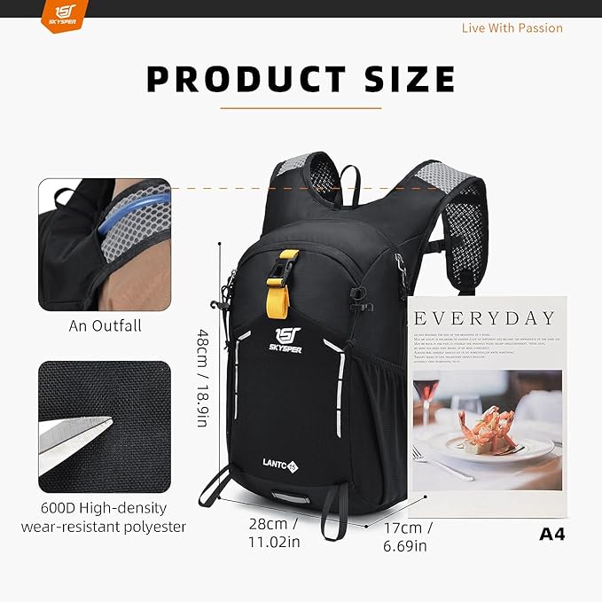 SKYSPER Small Hiking Backpack - 25L Travel Daypack Lightweight Bag Water Resistant Hiking Backpacks