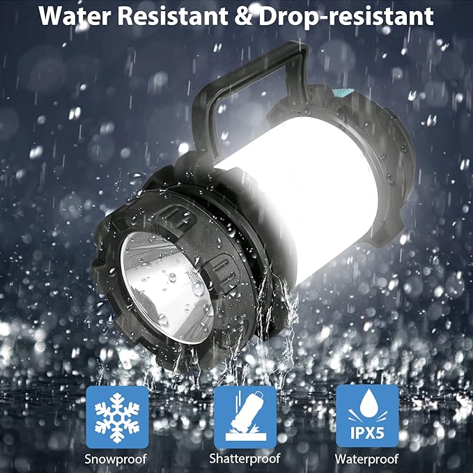 2 Pack Camping Lantern, Outdoor LED Camping Light, Rechargeable Flashlights with 1000LM, 6 Modes