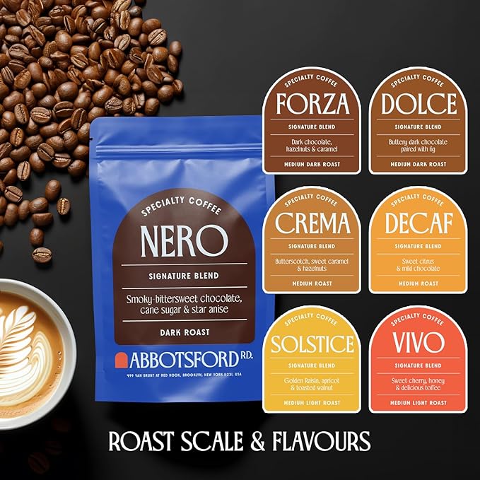 Nero Arabica Coffee Whole Bean, Smoky Bittersweet Chocolate, Cane Sugar, and Star Anise Dark Roast