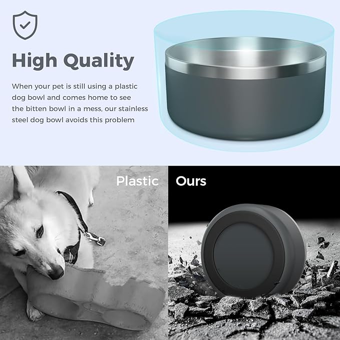 Dog Bowl, Stainless Steel Dog Food and Water Bowl with Non Slip Quiet Bottom, Easy to Clean
