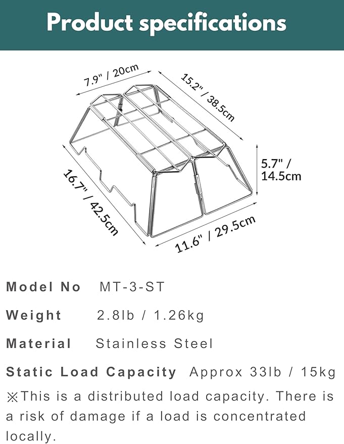 CAMPINGMOON Collapsable Cooking Stand Trivat Stainless Steel for Campfire Open Fire Camping Outdoor