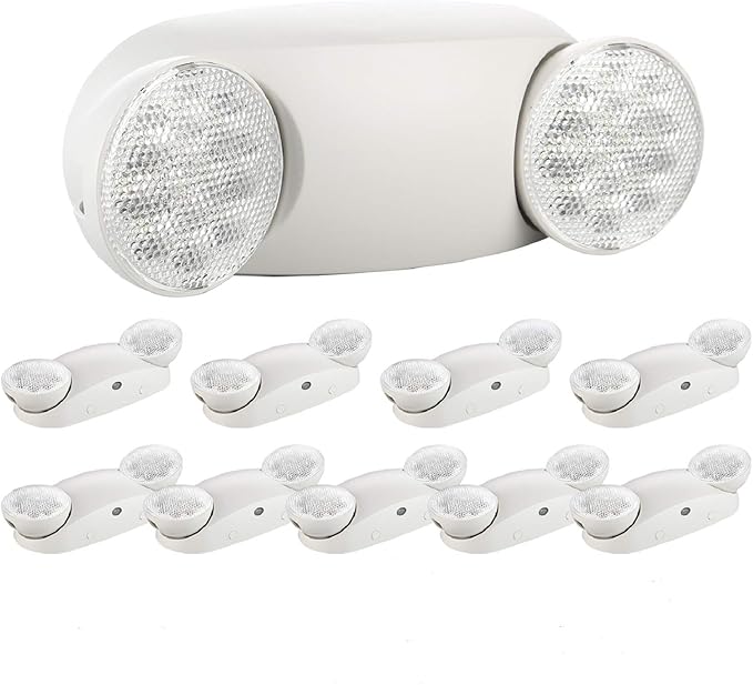 SPECTSUN 10 Pack LED Emergency EXIT Sign Lighting Combo- 120-277V Emergency Exit Lights for Home