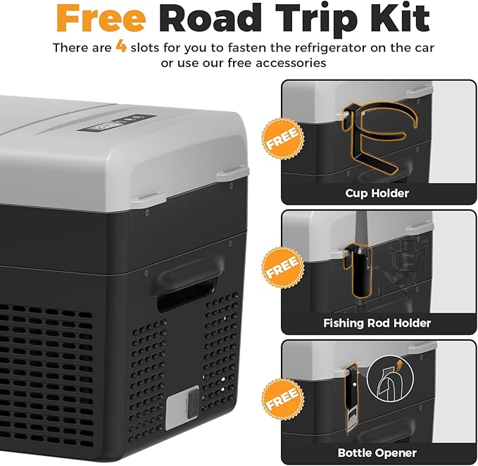 Setpower FC15 Portable 12v Refrigerator, -4℉-68℉ Fast Cooling Car Refrigerator, 15L/15.8Qt Car
