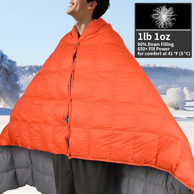 Down Camping Blanket, Muti-Use Outdoor Travel Blanket, Puffy Sleeping Bag Blanket, Waterproof