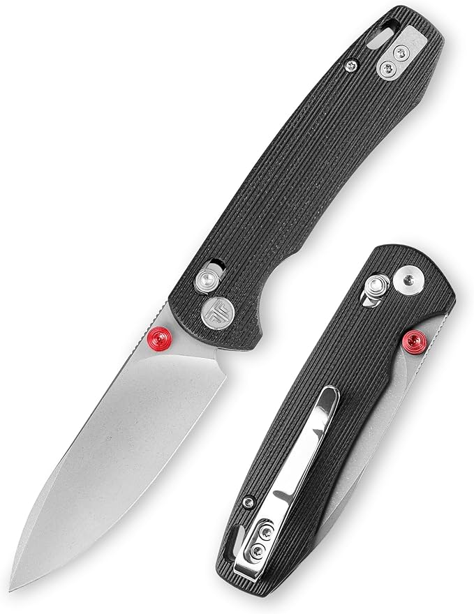 EDC Folding Pocket knife with Clip for Men,Thumb Studs Crossbar Lock Knives with 2.99" 14C28N Steel