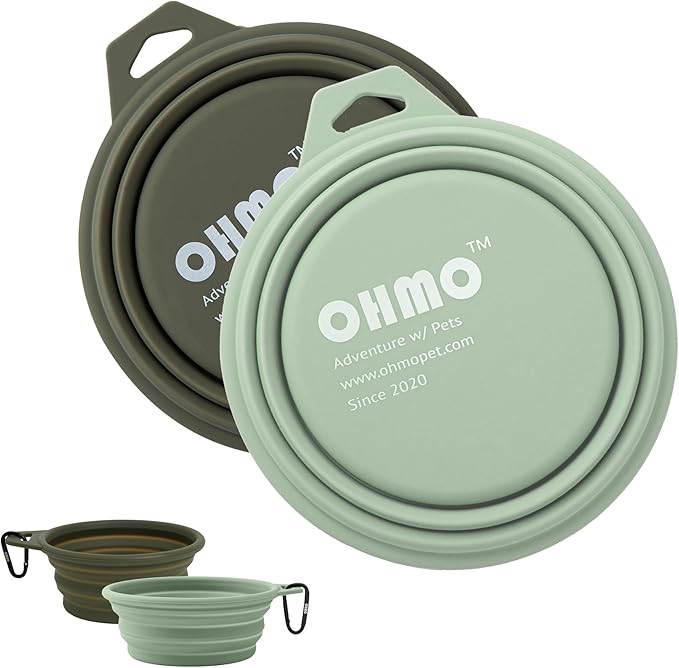 OHMO Large Collapsible Dog Bowls, (2 Pack 27oz/800ml) Premium Silicone Portable Travel Water Food