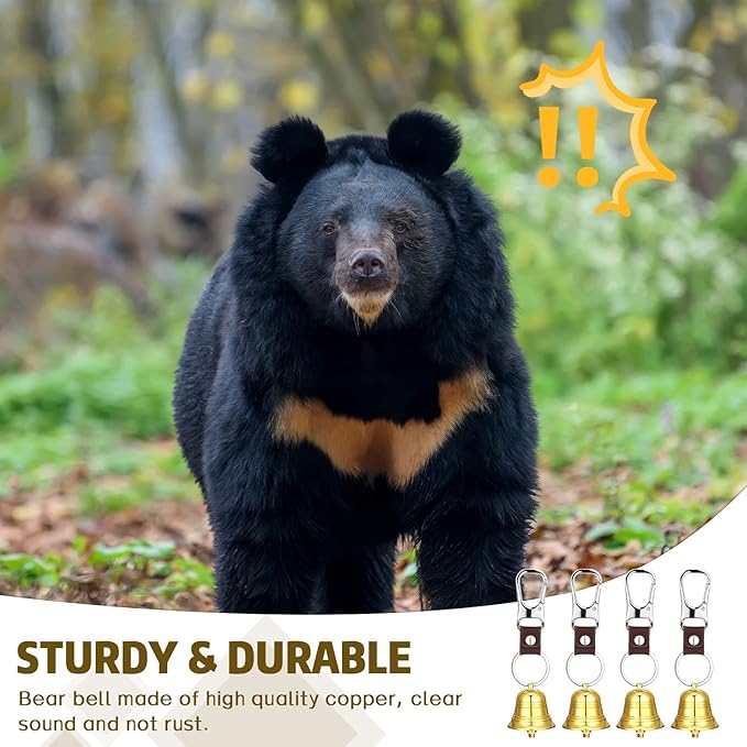 12 Pcs 1.5 Inch Loud Bear Bell with Whistle Set for Hikers Solid Brass Emergency 3 in 1 Bear Bells