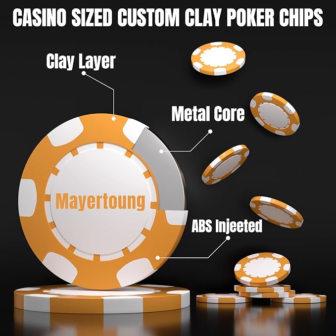 25 Custom Clay Poker Chips, 40mm Heavy 11.5g Casino Sized Personalized Poker Chips with Your Logo