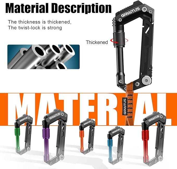Carabiner Multitool 8-in-1 EDC Carabiners Pocket Knife, Serrated Knife, Rope Cutter, Screwdriver